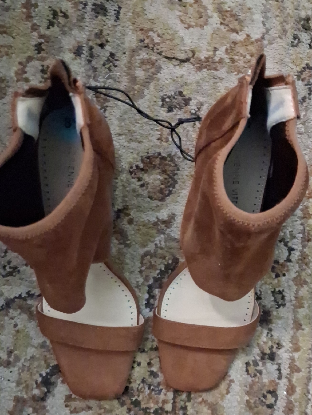 Adrienne Vittadini Tan Suede Open-Toe Block Heel Sandals